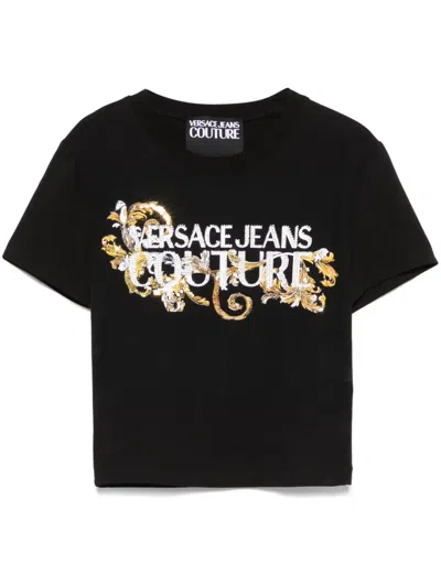 Versace Jeans Couture Logo-print T-shirt In Negro