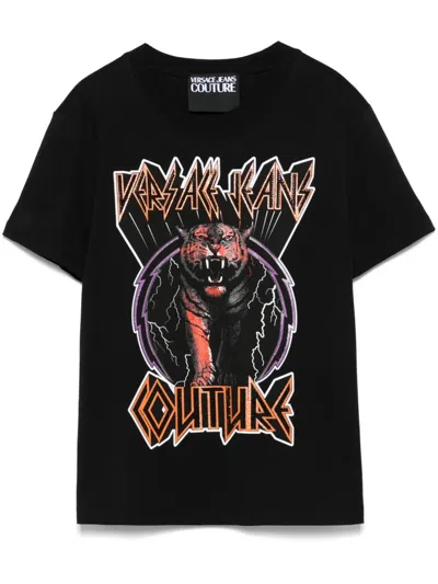 Versace Jeans Couture Logo-print T-shirt In Black
