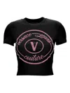 Versace Jeans Couture Fitted Short Sleeve Crew Neck Top In Black
