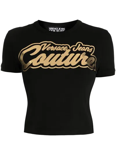 Versace Jeans Couture Logo-print T-shirt In Black