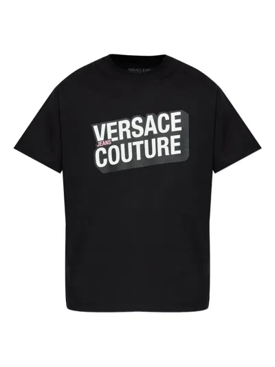 Versace Jeans Couture Logo-print T-shirt In Black