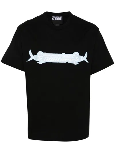 Versace Jeans Couture Logo-print Cotton T-shirt In Nero
