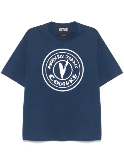 Versace Jeans Couture Logo-print T-shirt In Blue