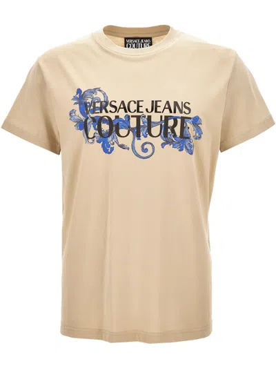 Versace Jeans Couture Logo-print T-shirt In Neutrals