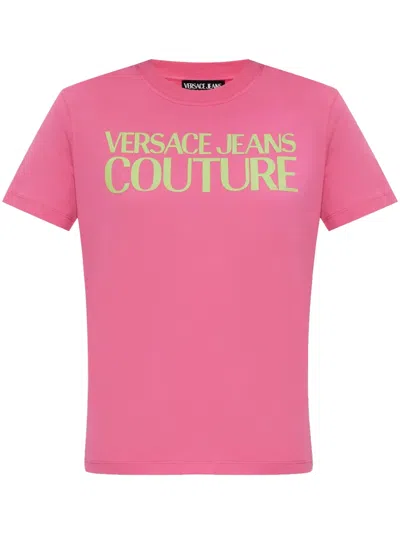 Versace Jeans Couture Logo-print T-shirt In Pink