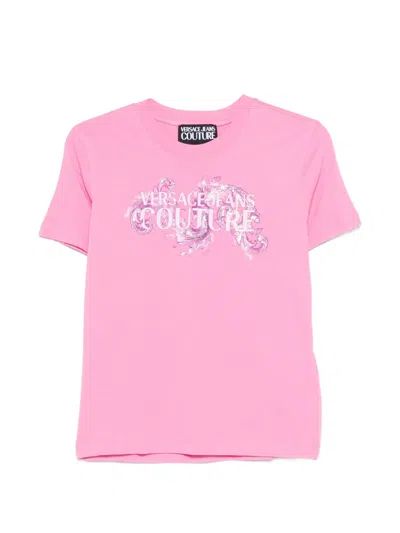 Versace Jeans Couture Logo-print T-shirt In Pink