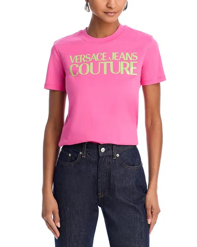 Versace Jeans Couture Logo Print Tee In Pink