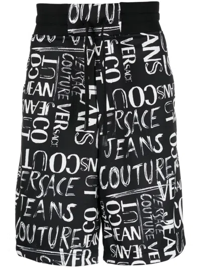 Versace Jeans Couture Logo-print Track Shorts In Black