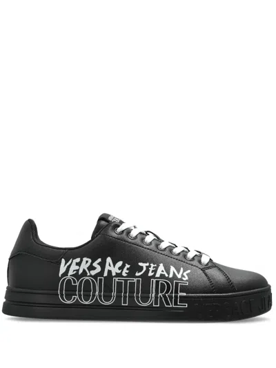 Versace Jeans Couture Logo-print Trainers In Black