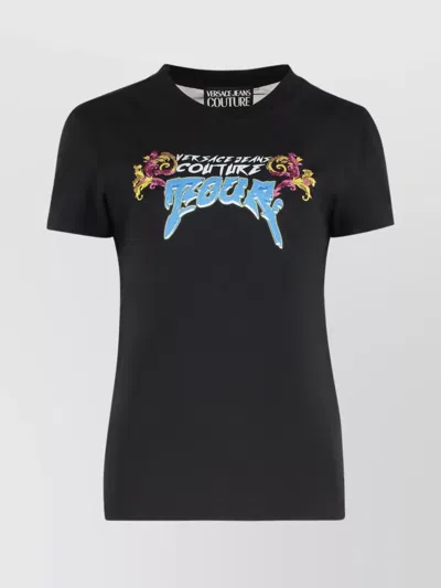 Versace Jeans Couture Logo Printed Crew Neck T-shirt In Black
