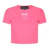 Versace Jeans Couture Logo-printed Crewneck Cropped T-shirt In Pink