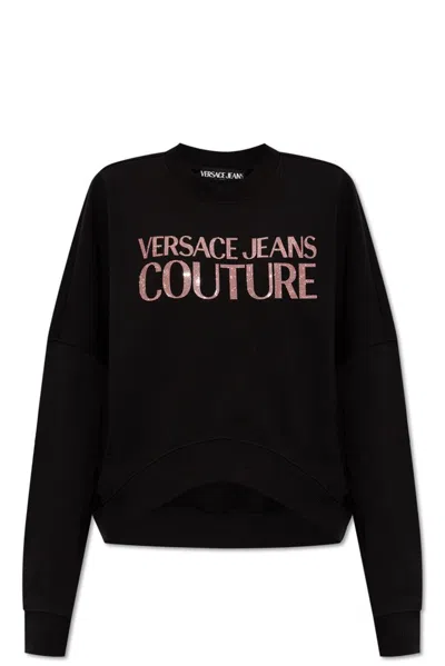 Versace Jeans Couture Logo Printed Crewneck T In Black