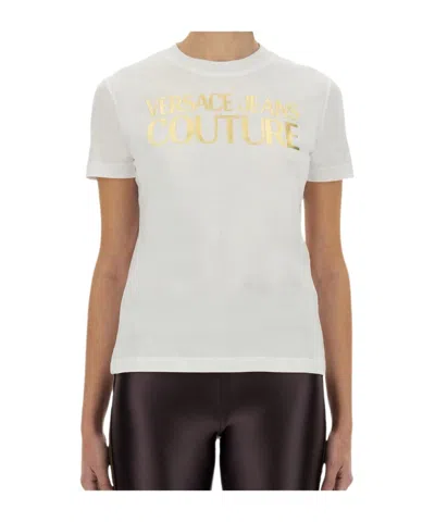 Versace Jeans Couture Logo Printed Crewneck T-shirt In White