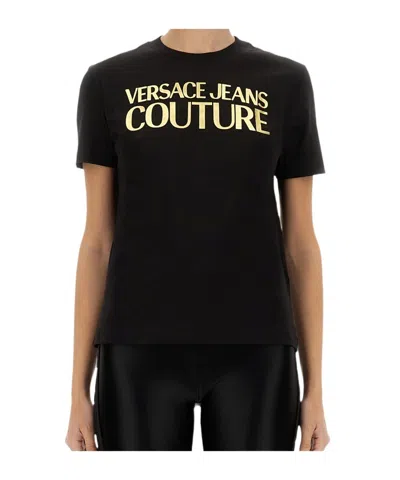 Versace Jeans Couture Logo Printed Crewneck T-shirt In Black