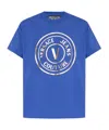 Versace Jeans Couture Logo-printed Crewneck T-shirt In Blue