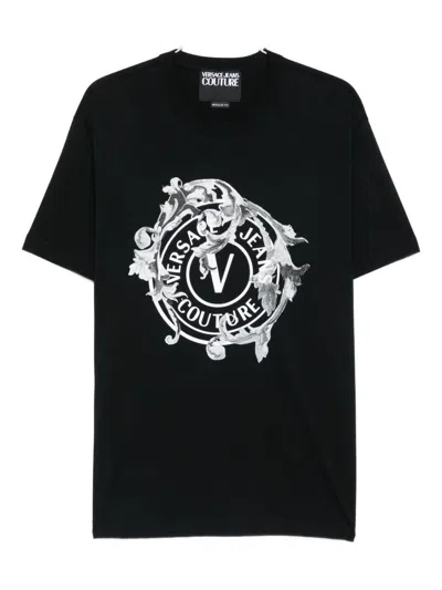 Versace Jeans Couture Logo Printed Crewneck T-shirt In Black