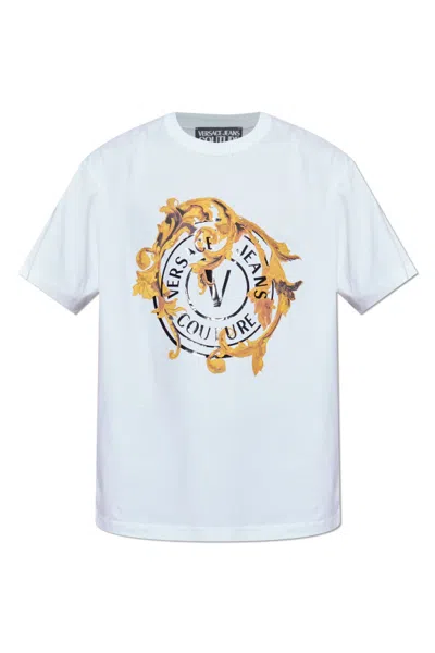 Versace Jeans Couture Logo Printed Crewneck T-shirt In White