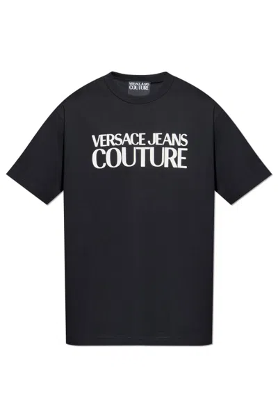 Versace Jeans Couture Logo Printed Crewneck T-shirt In Black