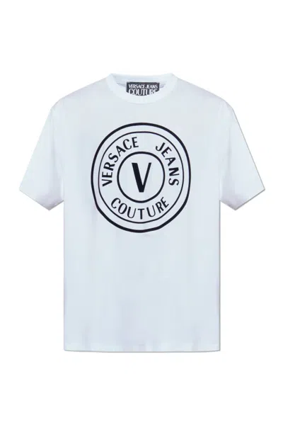 Versace Jeans Couture Logo Printed Crewneck T-shirt In White