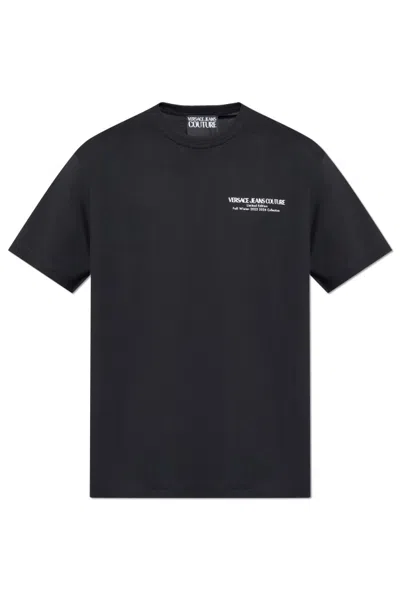 Versace Jeans Couture Logo Printed Crewneck T-shirt In Black