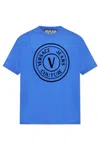 Versace Jeans Couture Logo Printed Crewneck T-shirt In Blue