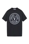 Versace Jeans Couture Logo Printed Crewneck T-shirt In Blue