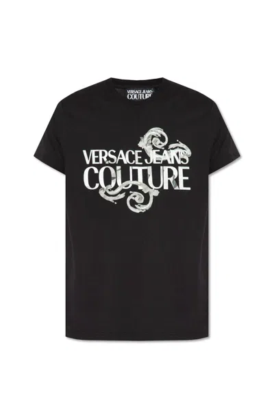 Versace Jeans Couture Logo-printed Crewneck T-shirt In Black