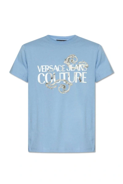 Versace Jeans Couture Logo-printed Crewneck T-shirt In Celeste