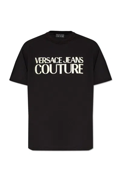 Versace Jeans Couture Logo Printed Crewneck T-shirt In Nero