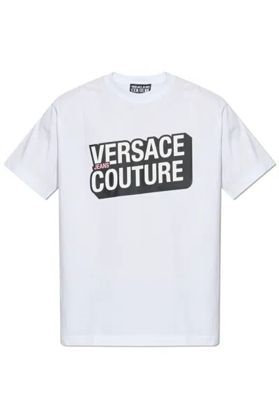 Versace Jeans Couture Logo Printed Crewneck T-shirt In White