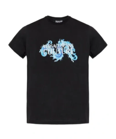 Versace Jeans Couture Logo Printed Crewneck T-shirt In Black