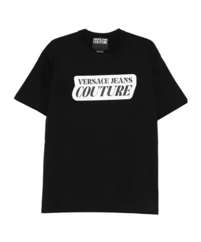 Versace Jeans Couture Logo Printed Crewneck T-shirt In Black