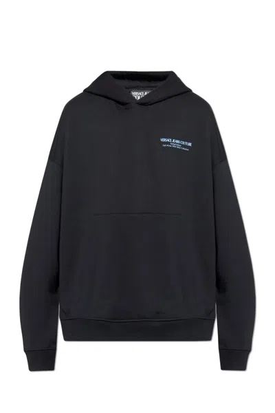 Versace Jeans Couture Logo Printed Hoodie In Black