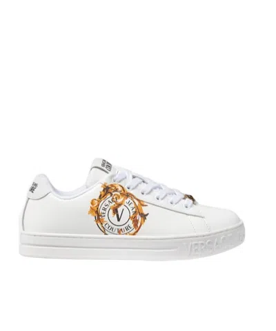 Versace Jeans Couture Logo Printed Lace-up Sneakers In White