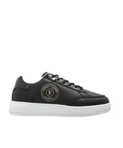 Versace Jeans Couture Logo Printed Low-top Sneakers In Black