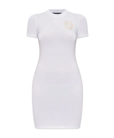 Versace Jeans Couture Logo Printed Mini Dress In White
