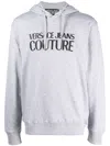 Versace Jeans Couture Cross-neck Grey Sweatshirt With Bold Logo Design In Grey