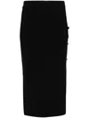 Versace Jeans Couture Black Midi Skirt With Logo Waistband