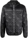 Versace Jeans Couture Logo-strap Quilted Coat In Schwarz