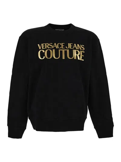 Versace Jeans Couture Logo印花金属感卫衣 In Black