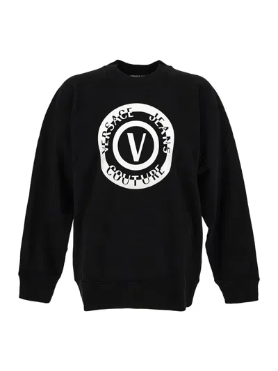 Versace Jeans Couture Logo-print Cotton Sweatshirt In Black
