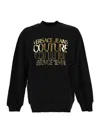 Versace Jeans Couture Metallic Logo-print Cotton Sweatshirt In Black