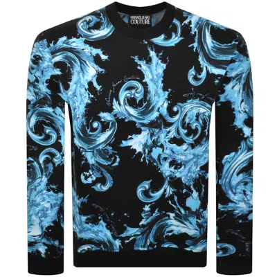 Versace Jeans Couture Logo Sweatshirt Black In Blue