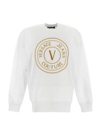 Versace Jeans Couture Logo刺绣棉卫衣 In White