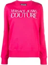 Versace Jeans Couture Logo-embroidered Cotton Sweatshirt In Pink