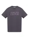 Versace Jeans Couture T-shirt With Printed Logo In Gray