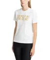 Versace Jeans Couture Metallic Logo Crew Neck T-shirt In White
