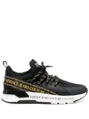 Versace Jeans Couture Black And Gold Sneakers In Black