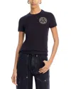 Versace Jeans Couture "v-emblem" Logo T-shirt In Black/gold