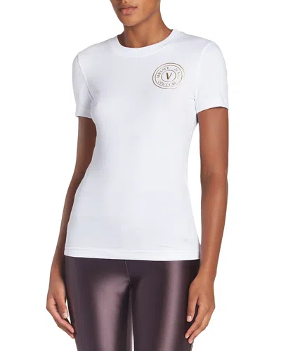 Versace Jeans Couture Logo Tee In White/gold
